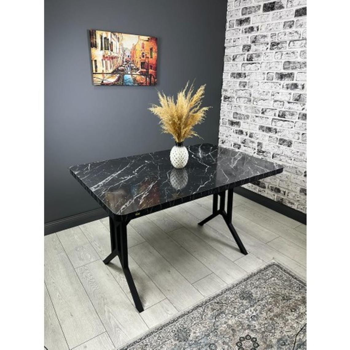 Hey Modüler Mobilya Sultan Mutfak Yemek Masası Siyah Mermer 120 x 80 cm