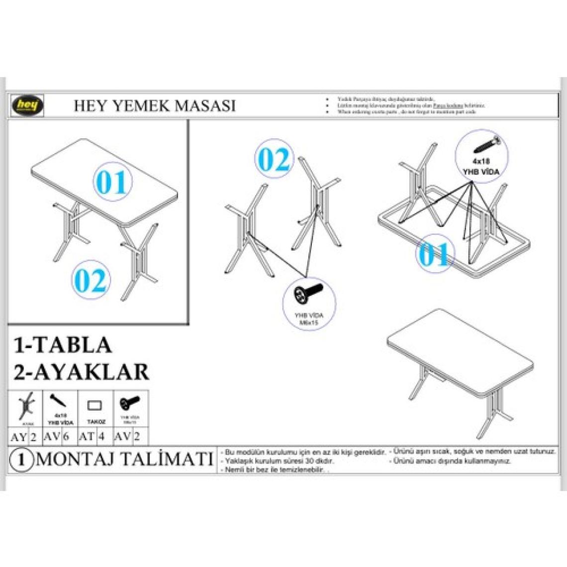 Hey Modüler Mobilya Sultan Mutfak Yemek Masası Siyah Mermer 120 x 80 cm