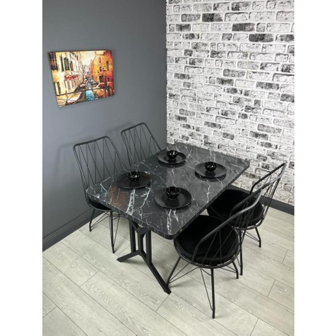 Hey Modüler Mobilya Sultan Mutfak Yemek Masası Siyah Mermer 120 x 80 cm