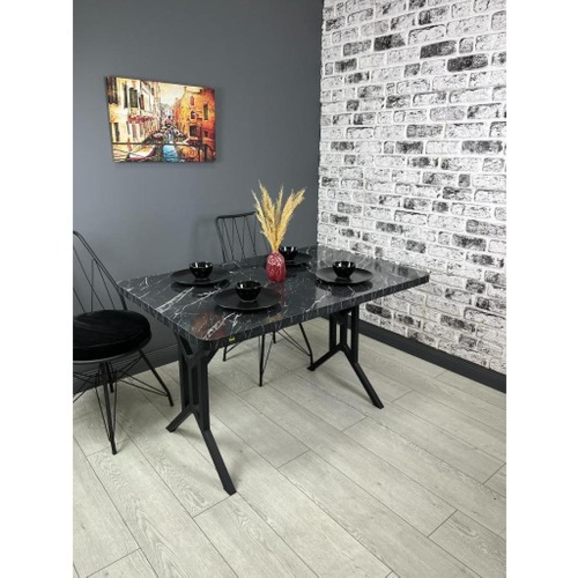 Hey Modüler Mobilya Sultan Mutfak Yemek Masası Siyah Mermer 120 x 80 cm