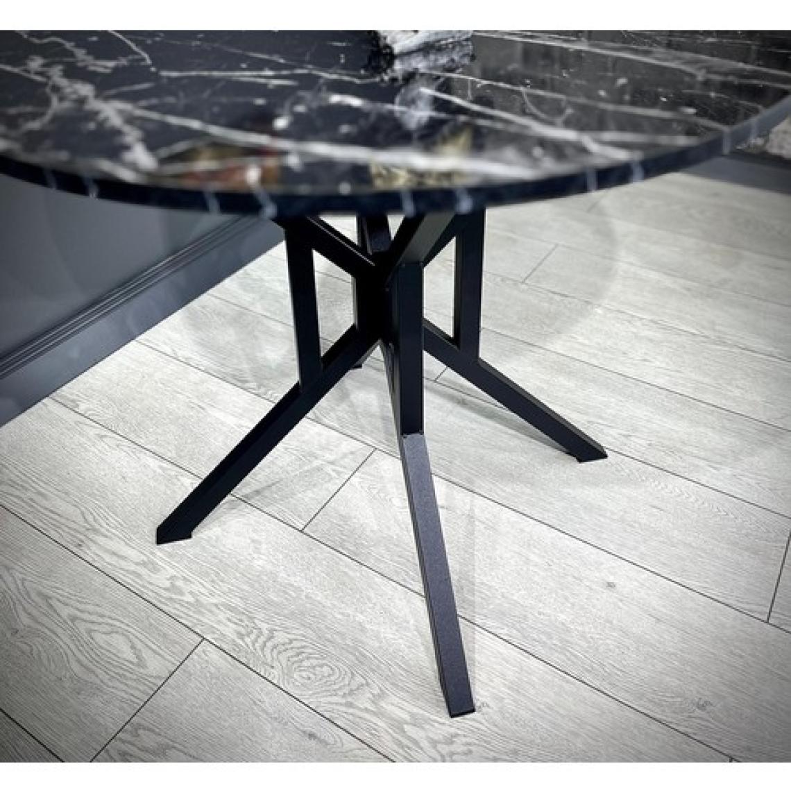 Hey Modüler Mobilya Sedef Yuvarlak Mutfak Masası Yemek Masası Balkon Masası Metal Siyah Ayak 100 cm
