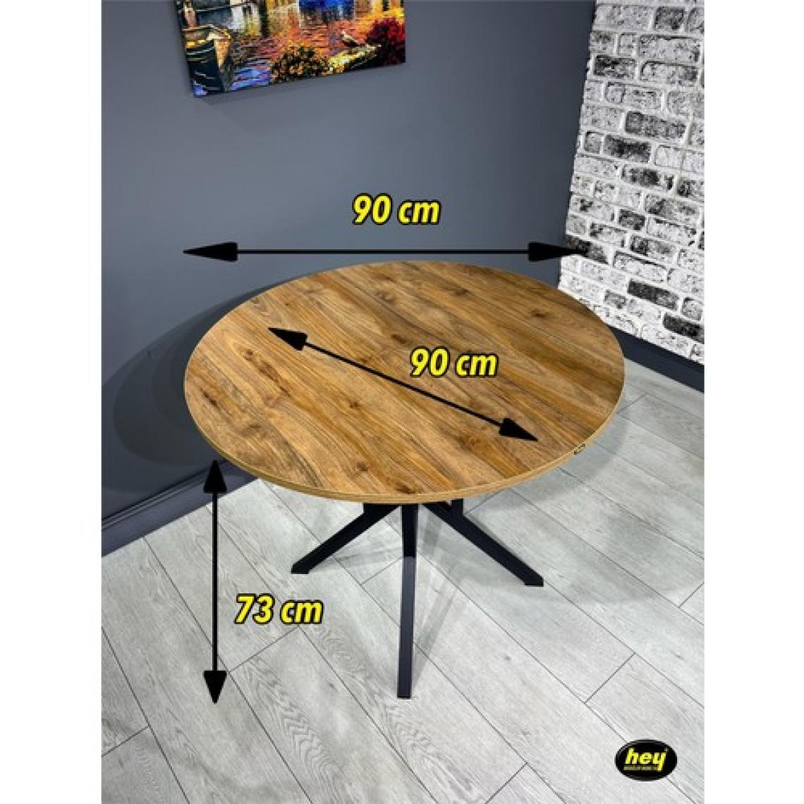 Hey Modüler Mobilya Selin Yuvarlak Mutfak Masası Yemek Masa Balkon Masa Fiskos Masa Metal Siyah Ayak 90 cm