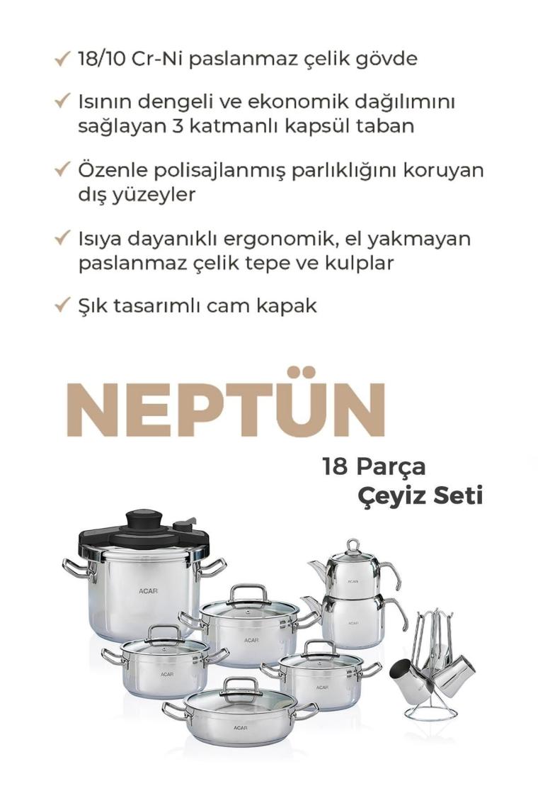 Karat Neptün 18 Parça Çelik Çeyiz Seti - Silver