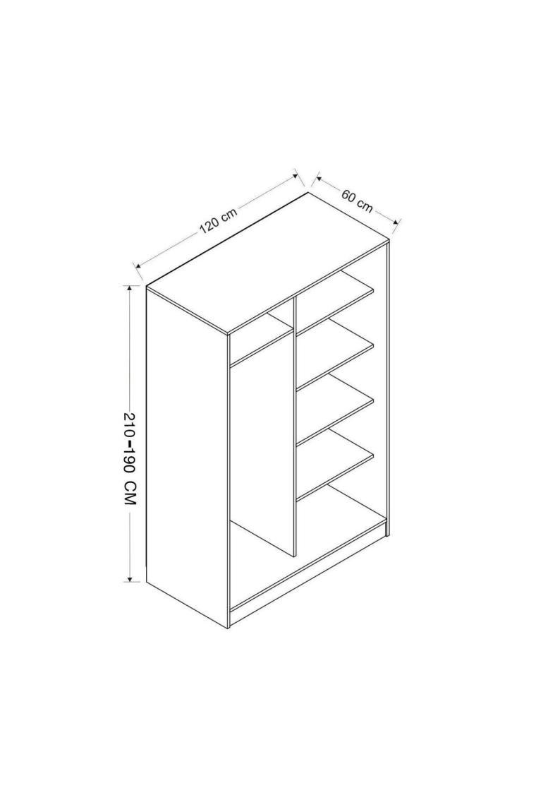 Minar Kale 2 Kapaklı Sürgülü Dolap 120 Cm - Beyaz/Antrasit