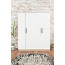 Aeka AE1059 Milano Beyaz 4 Kapaklı Gardırop 11 Raflı 2 Askılıklı