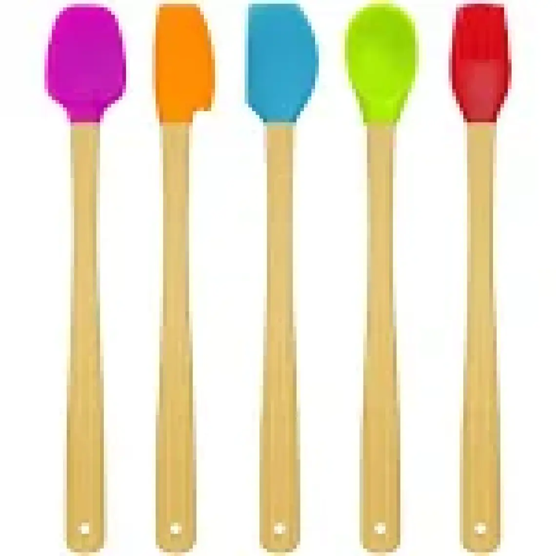 Valletta Indigo 5 Li Renkli Bambu Silikon Spatula Seti Uzun 26 cm