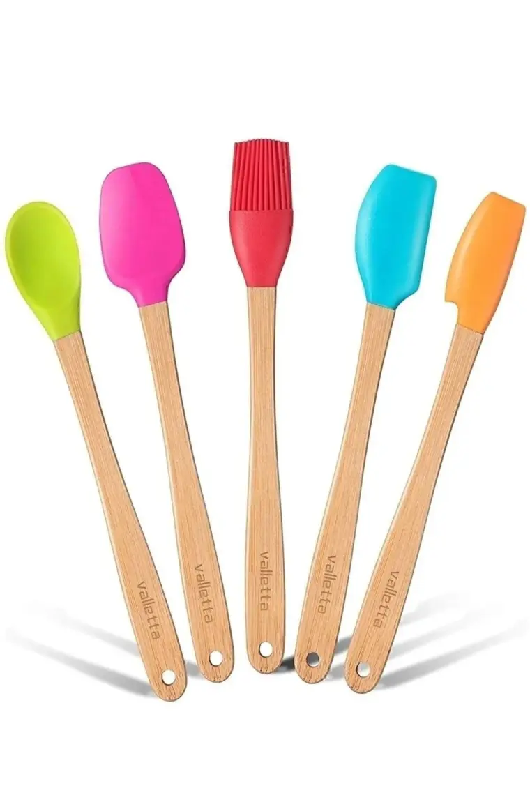 Valletta Indigo 5 Li Renkli Bambu Silikon Spatula Seti Uzun 26 cm