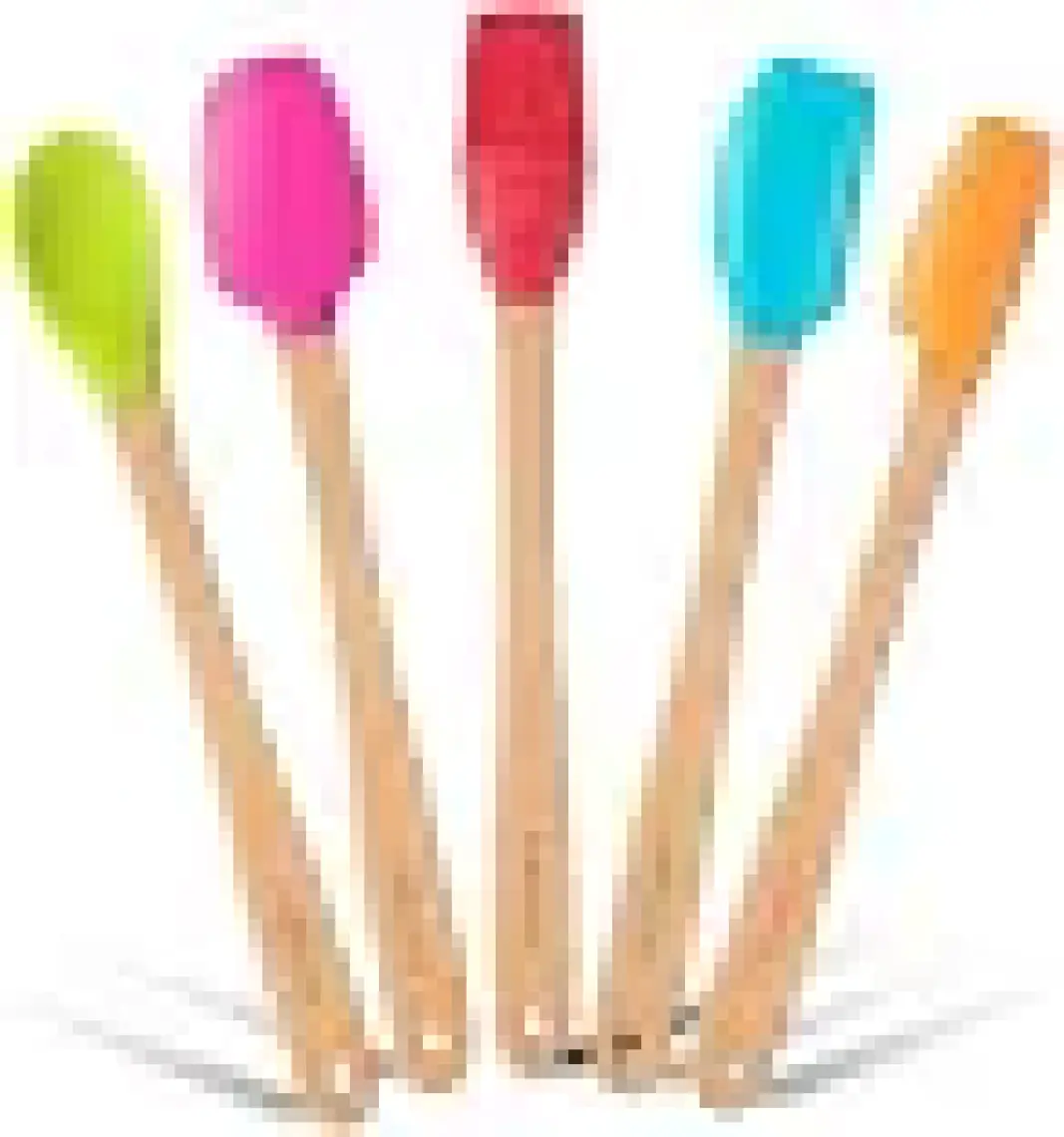 Valletta Indigo 5 Li Renkli Bambu Silikon Spatula Seti Uzun 26 cm