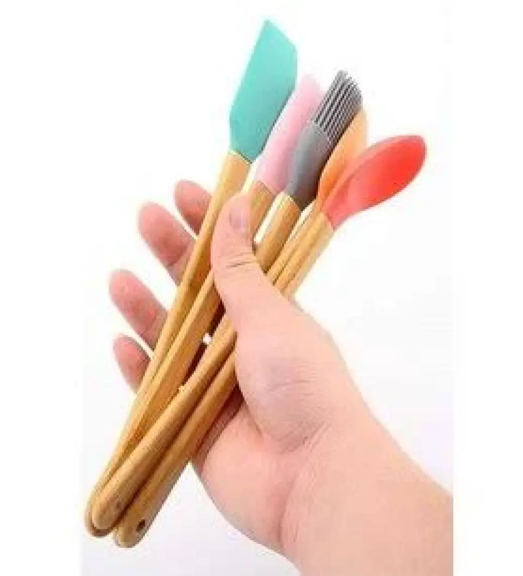 Valletta Indigo 5 Li Renkli Bambu Silikon Spatula Seti Uzun 26 cm