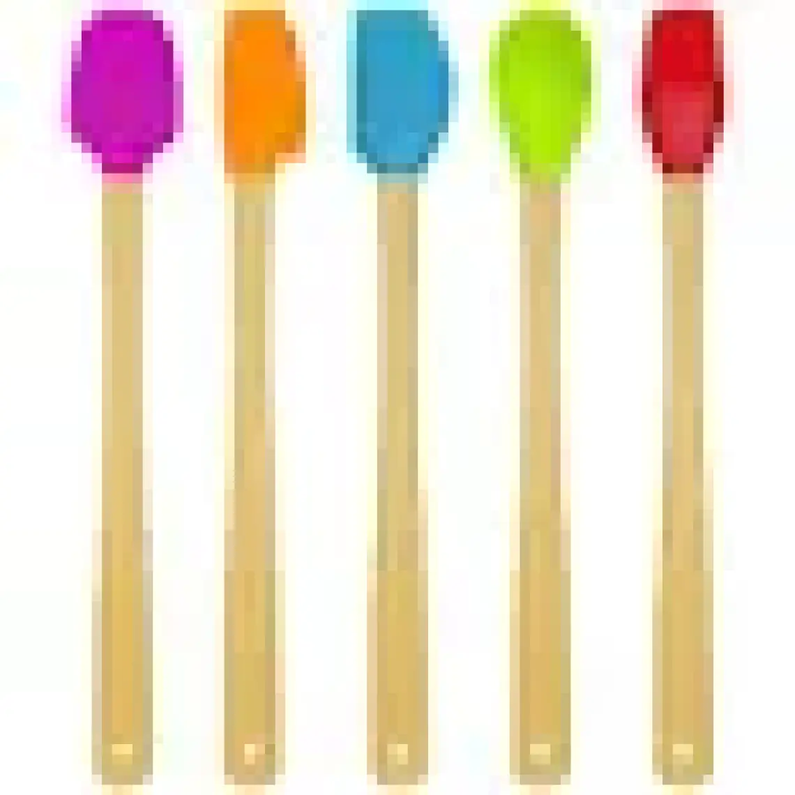 Valletta Indigo 5 Li Renkli Bambu Silikon Spatula Seti Uzun 26 cm