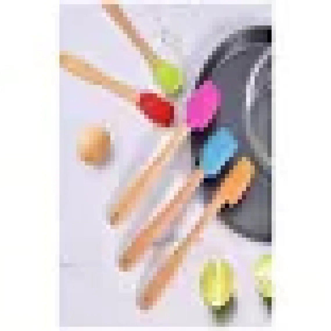 Valletta Indigo 5 Li Renkli Bambu Silikon Spatula Seti Uzun 26 cm