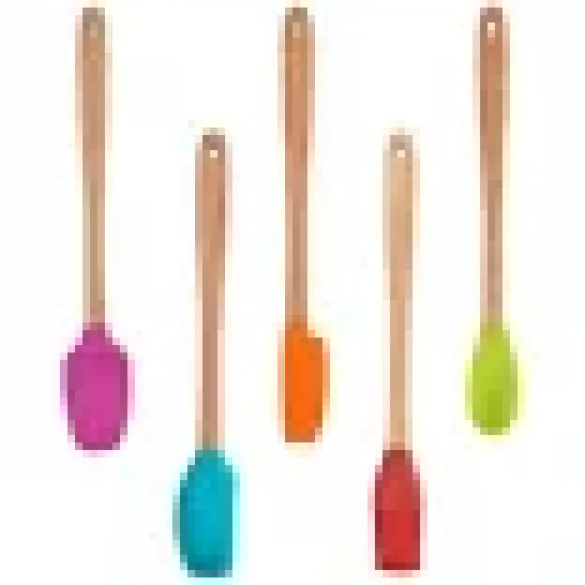 Valletta Indigo 5 Li Renkli Bambu Silikon Spatula Seti Uzun 26 cm