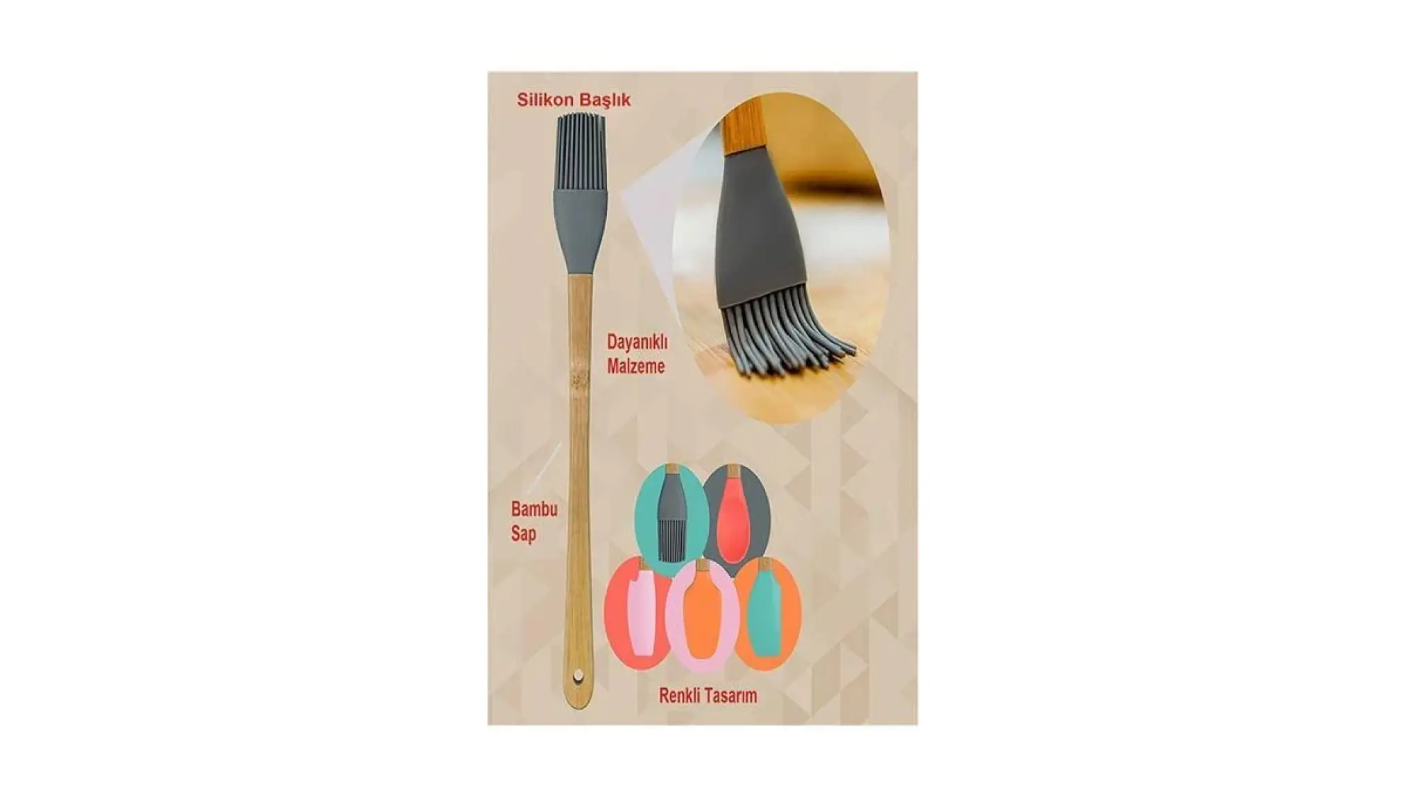 Valletta Indigo 5 Li Renkli Bambu Silikon Spatula Seti Uzun 26 cm
