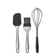 Füme Renk 3'lü Pratik Set Vp-232 Metal Çırpıcı+silikon Fırça+silikon Spatula