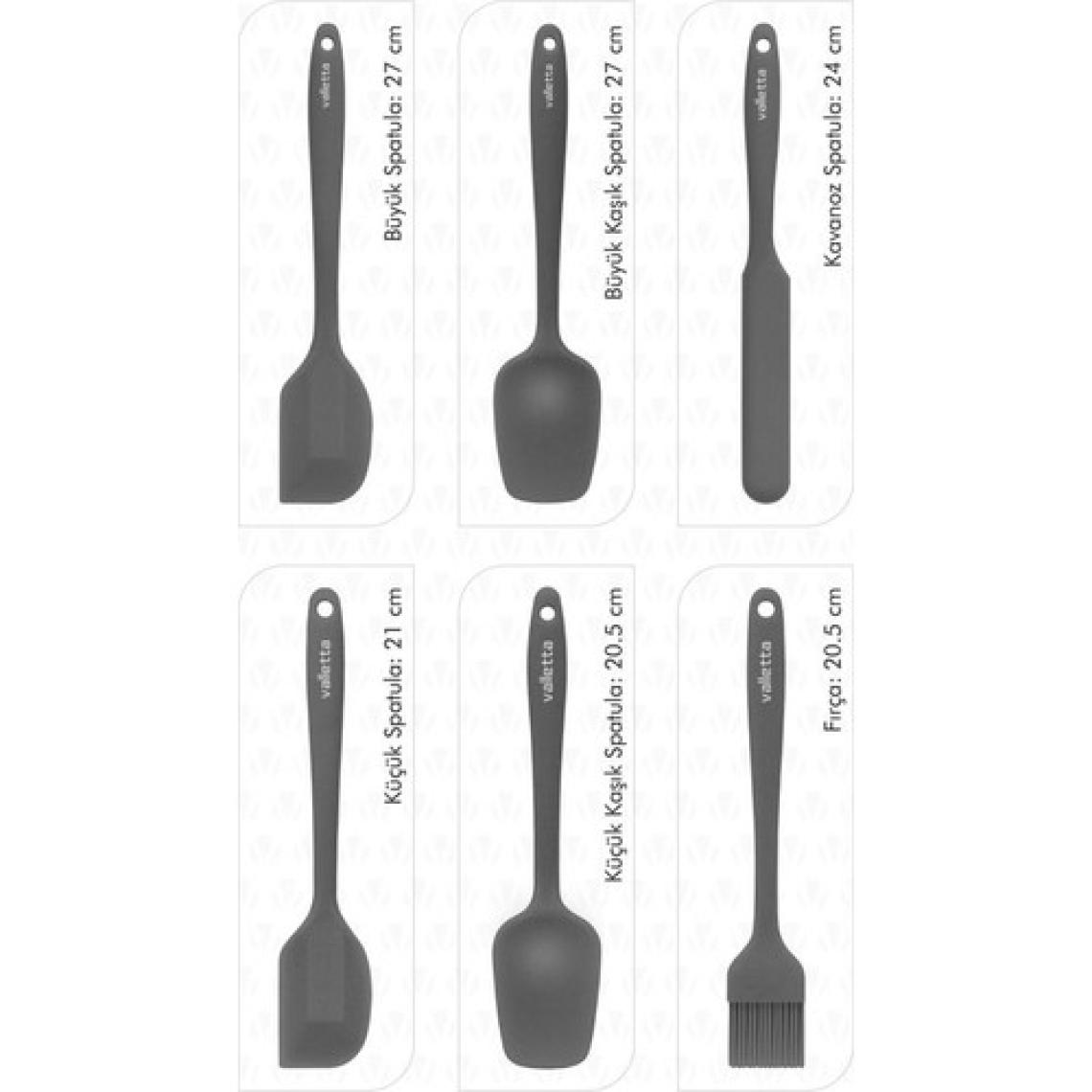 Valletta VLT1020 Drongo Gri 6'lı Spatula Seti