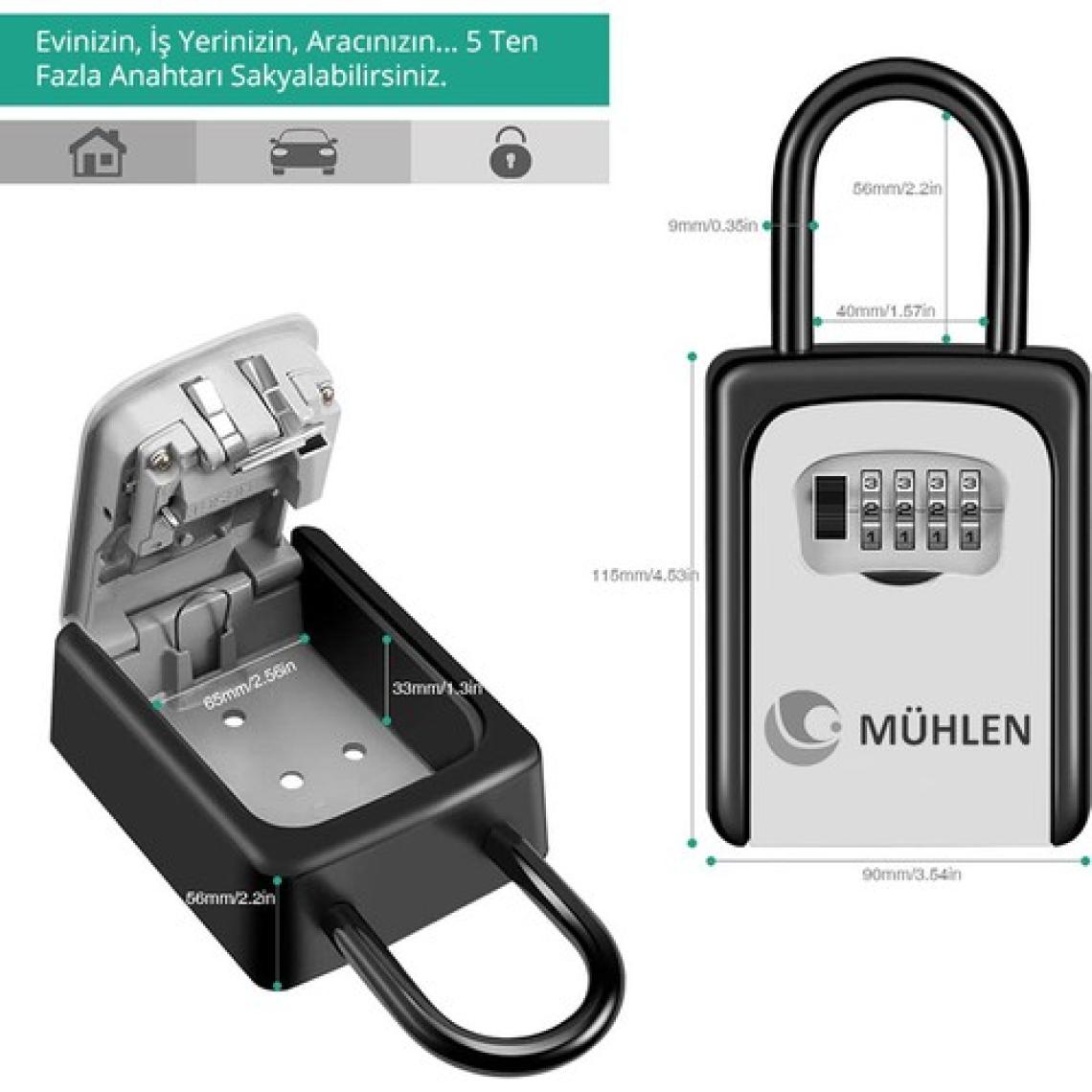 Mühlen Safe Key 4 Şifreli Çelik Kasa Anahtar Kasası Kutusu Anahtarlık Güvenli Askı Tipi Çelik Anahtar Kutusu Kasası