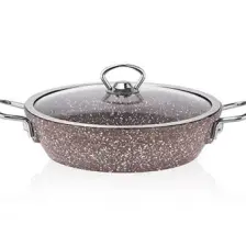 Aksu Granit Döküm Karnıyarık Tencere 24 cm - Krem
