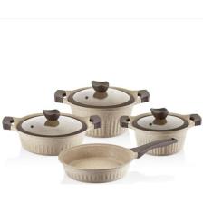 Falez Cool Line Creamy 7 Parça Granit Tencere Seti