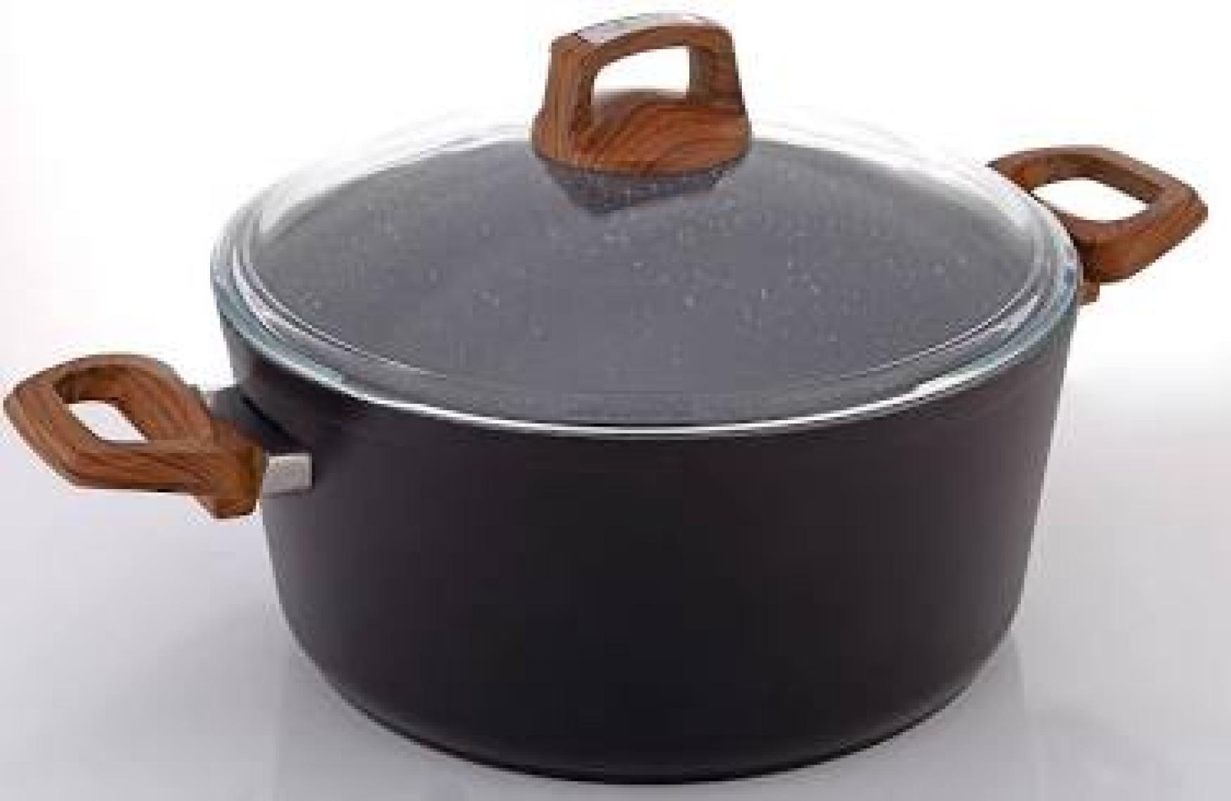 Bonera Vogue 20cm Ahşap Kulp Detaylı Granit Tekli Derin Tencere
