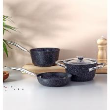 Fecra Starry 4 Parça Mini Granit Tencere Seti Metal Kulplu