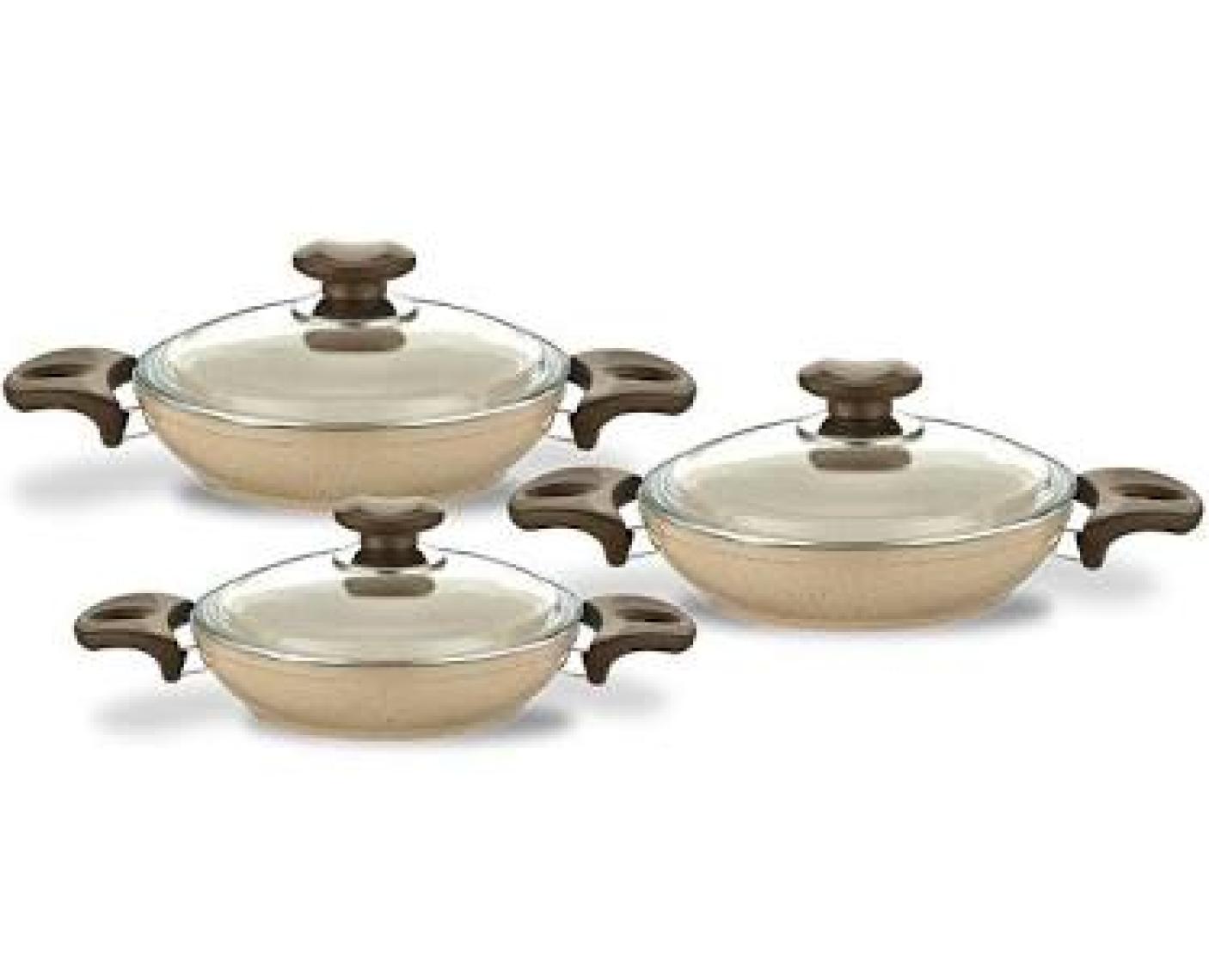 Gülsan Safran Granit Teflon Kaplama 3'lü Sahan Seti 18-20-22 cm – Isıya Dayanıklı, Şık ve Dayanıklı Tasarım