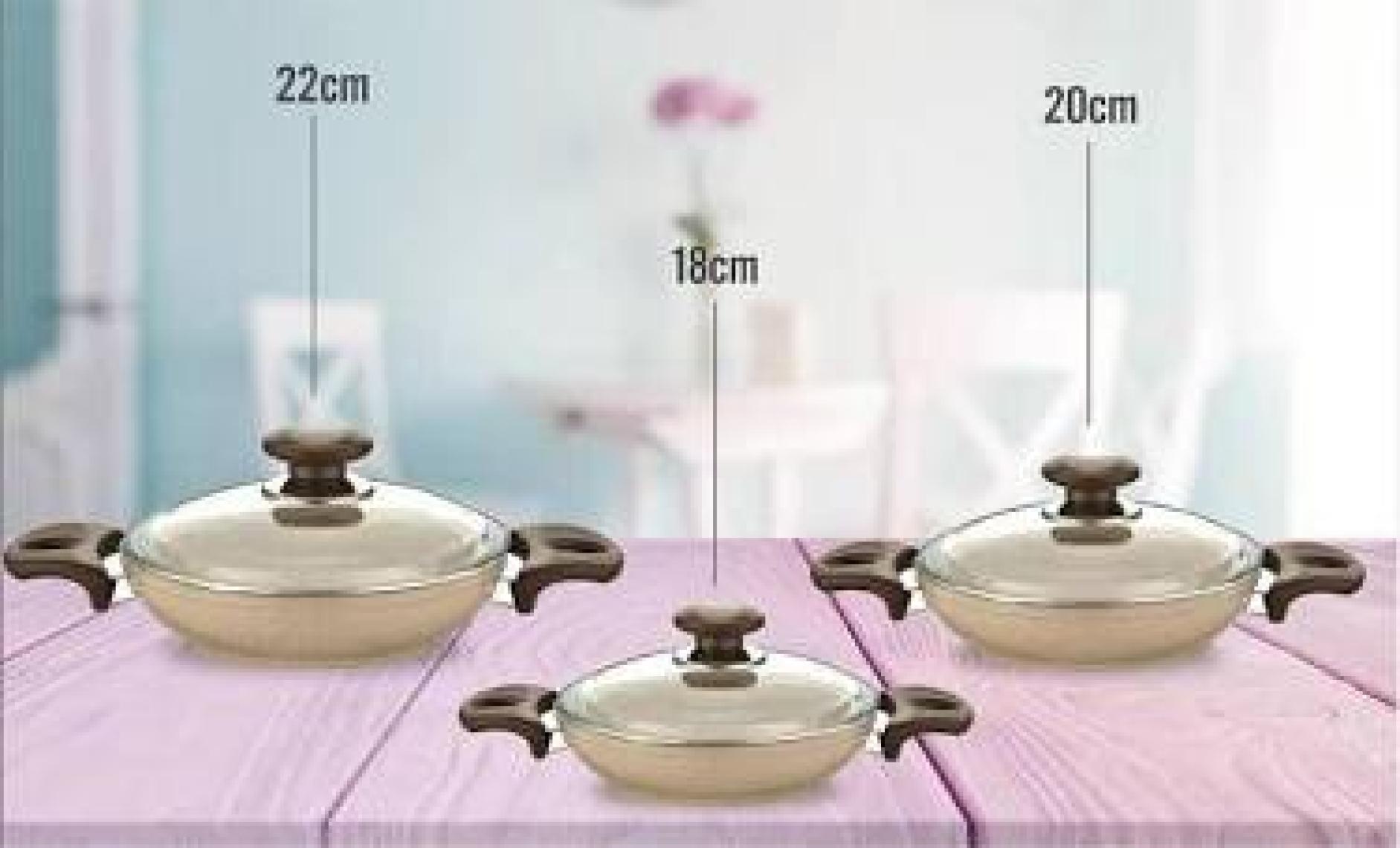 Gülsan Safran Granit Teflon Kaplama 3'lü Sahan Seti 18-20-22 cm – Isıya Dayanıklı, Şık ve Dayanıklı Tasarım