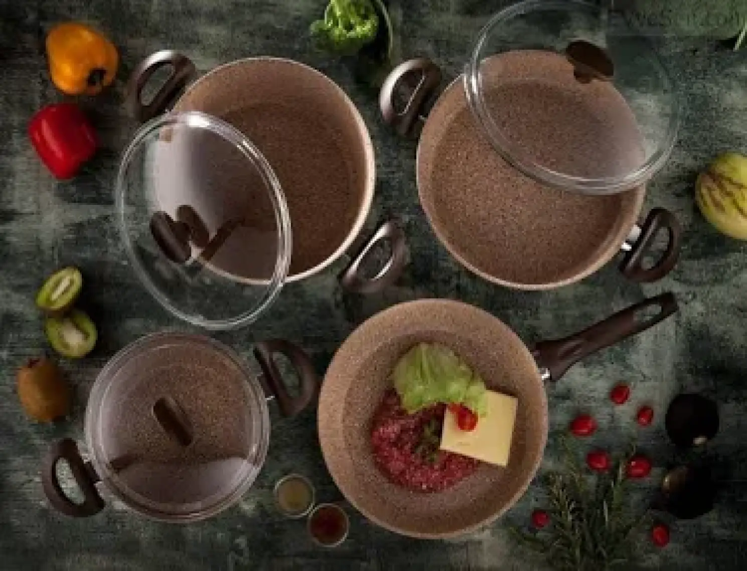 Falez Creamy 7 Parça Granit Tencere Set