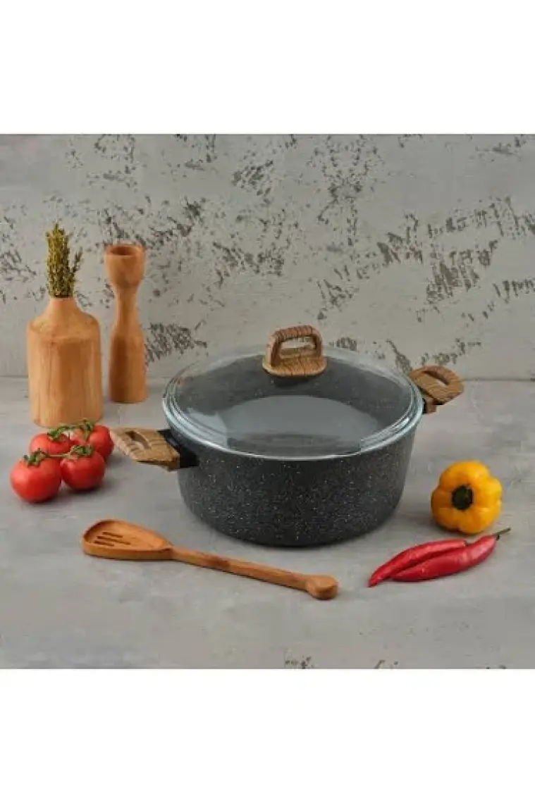 Leydi Marble Natura Granit Yemek Pişirme Tenceresi 28 cm