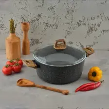 Leydi Marble Natura Granit Yemek Pişirme Tenceresi 28 cm