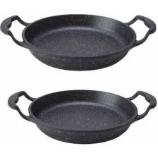 Elit Mutfak Gri Granit Kaplama Alüminyum Döküm Sahan Set 2'li(18-18 Cm)