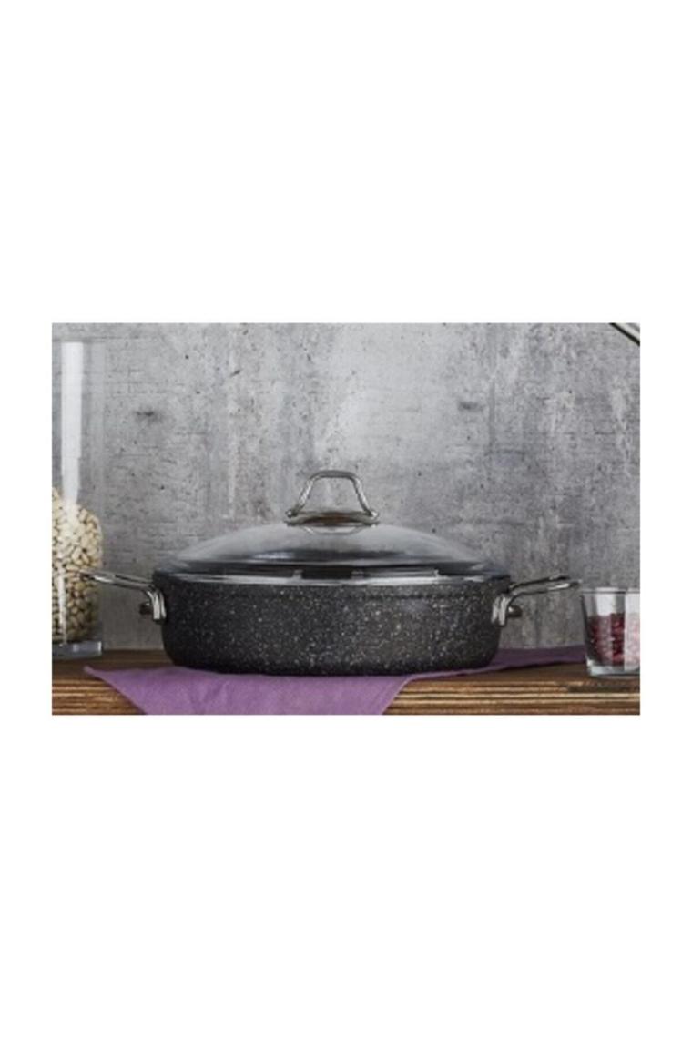 Falez Black Line 30 cm Granit Döküm Kısa Tencere