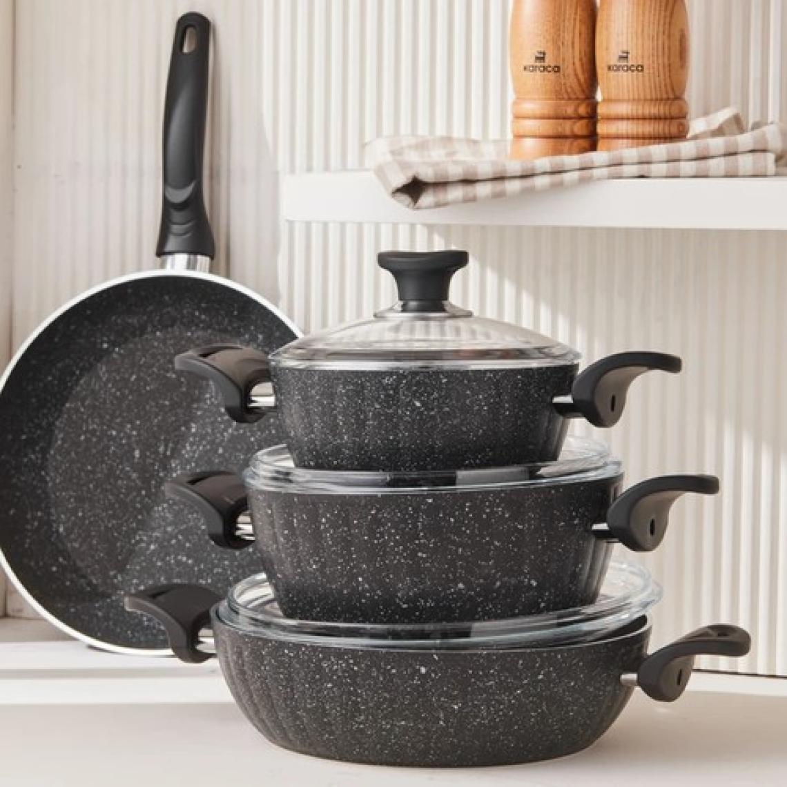 Cookplus Biogranit Dream 7 Parça Tencere Seti Black
