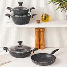 Cookplus Biogranit Dream 7 Parça Tencere Seti Black