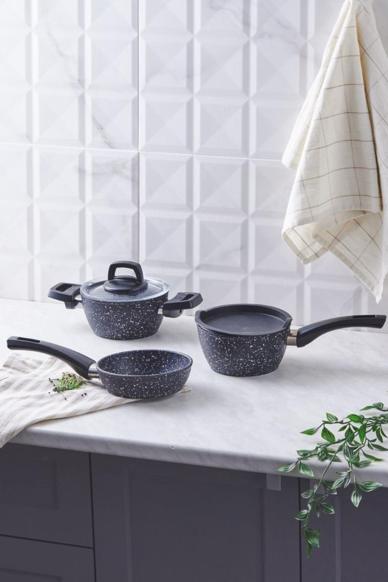 Bio Granit Blue Stone Mini 5 Parça Tencere Seti