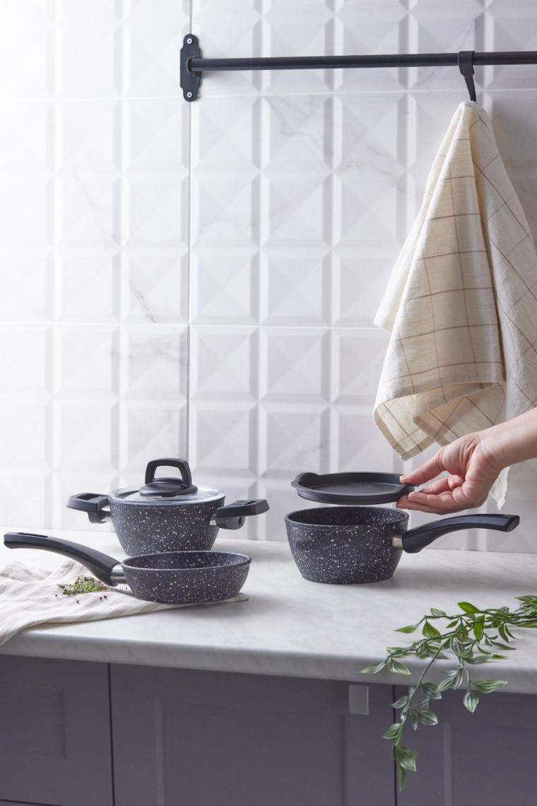 Bio Granit Blue Stone Mini 5 Parça Tencere Seti