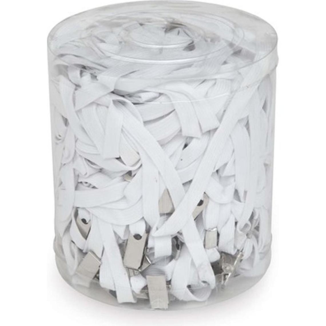 Inox Metal Klipsli Yaka Kartı Askı İpi 50 Adet - Beyaz