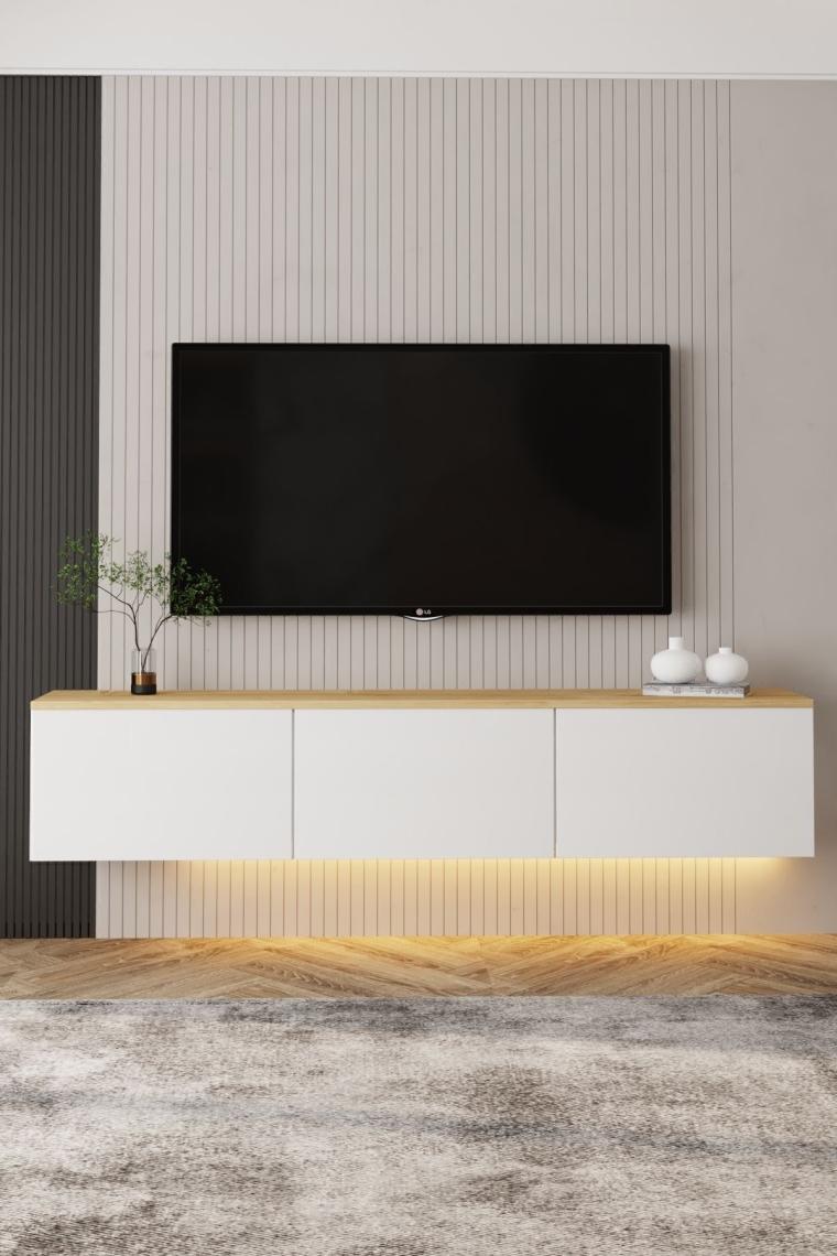 İnarch Dizayn Neon Işıklı Duvara Monte Tv Ünitesi