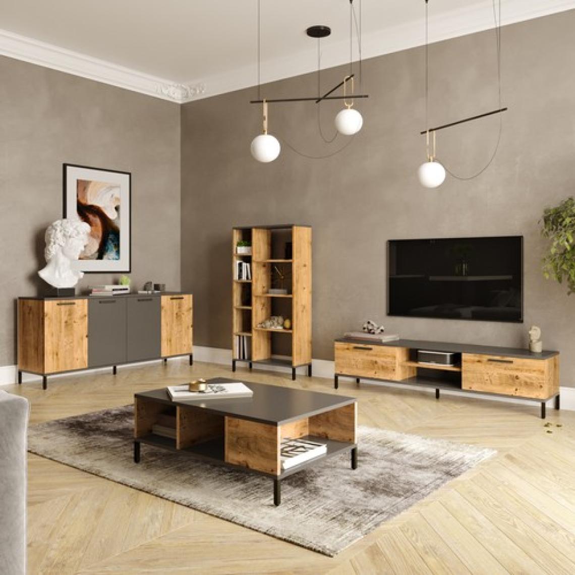 Robin Home Troya Serisi Tv Ünitesi Orta Sehpa Konsol Kitaplık 4'lü Salon Mobilya Takımı