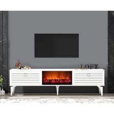 Cantek Dizayn Arrona Tv Sehpası (Alt Modül) Şömineli Beyaz-Beyaz