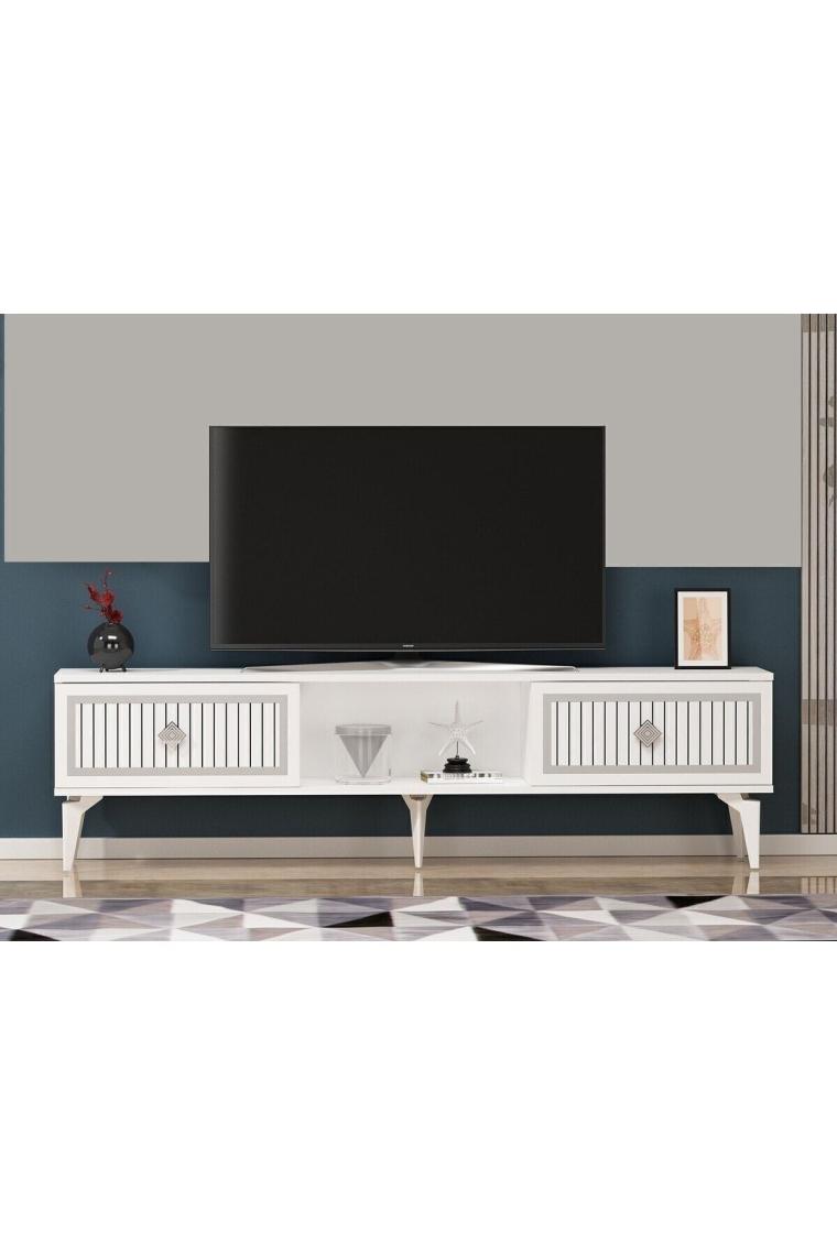 Cantek Dizayn 150 cm Nil Tv Sehpası (Alt Modül) Beyaz-Gümüş