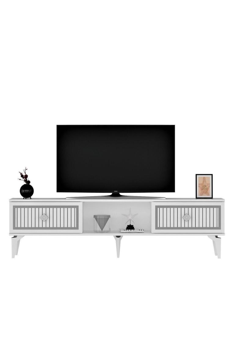 Cantek Dizayn 150 cm Nil Tv Sehpası (Alt Modül) Beyaz-Gümüş