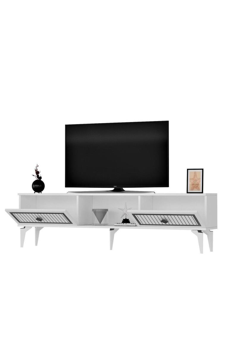 Cantek Dizayn 150 cm Nil Tv Sehpası (Alt Modül) Beyaz-Gümüş
