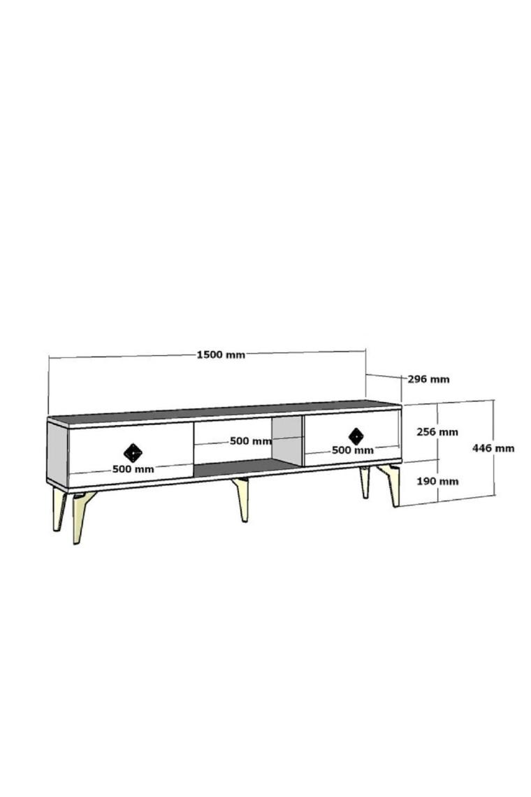 Cantek Dizayn 150 cm Nil Tv Sehpası (Alt Modül) Beyaz-Gümüş