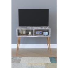 Remaks Retro Tv Sehpası - Beyaz Mermer