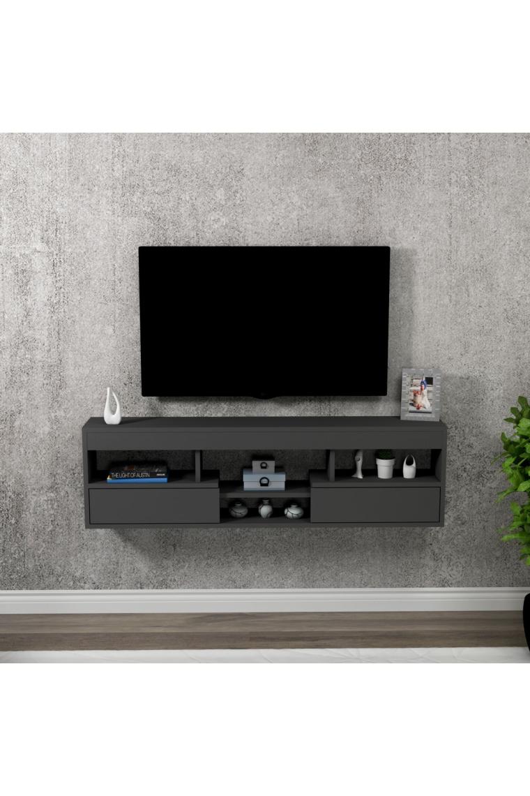 Arnetti Lisa Raflı Duvara Monte TV Sehpası, Antrasit - Lisa