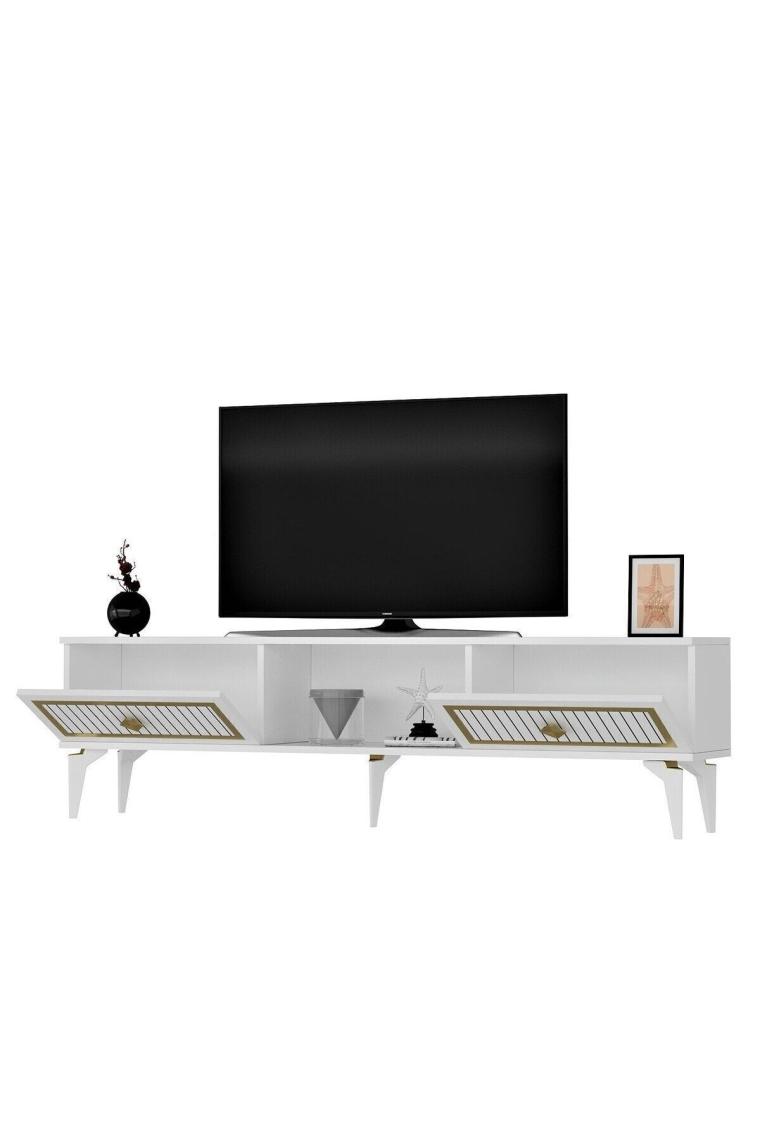 Cantek Dizayn 150 cm Nil Tv Sehpası (Alt Modül) Beyaz-Altın