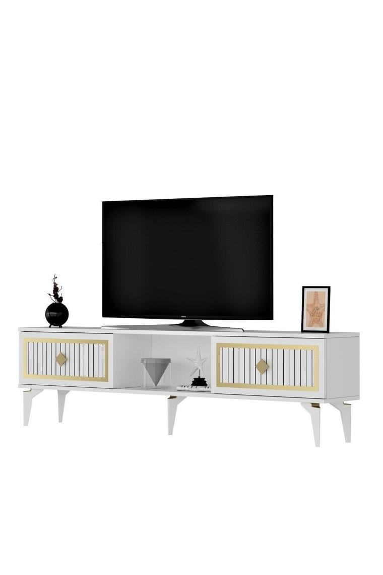 Cantek Dizayn 150 cm Nil Tv Sehpası (Alt Modül) Beyaz-Altın