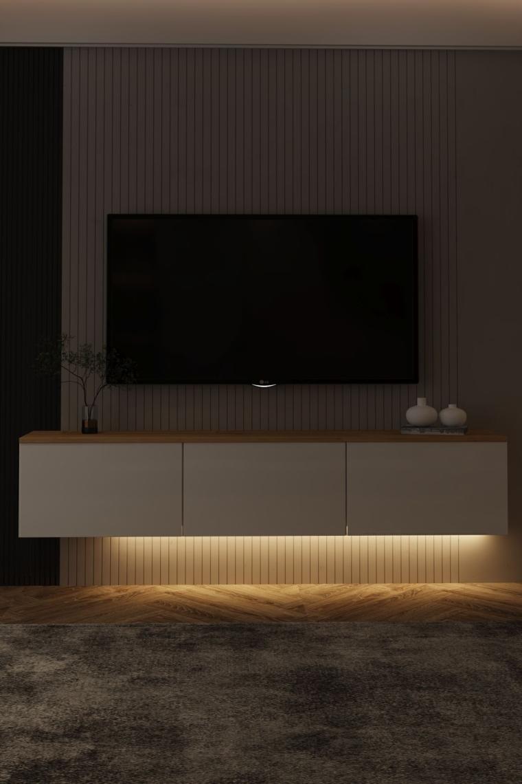 İnarch Dizayn Neon Işıklı Duvara Monte Tv Ünitesi