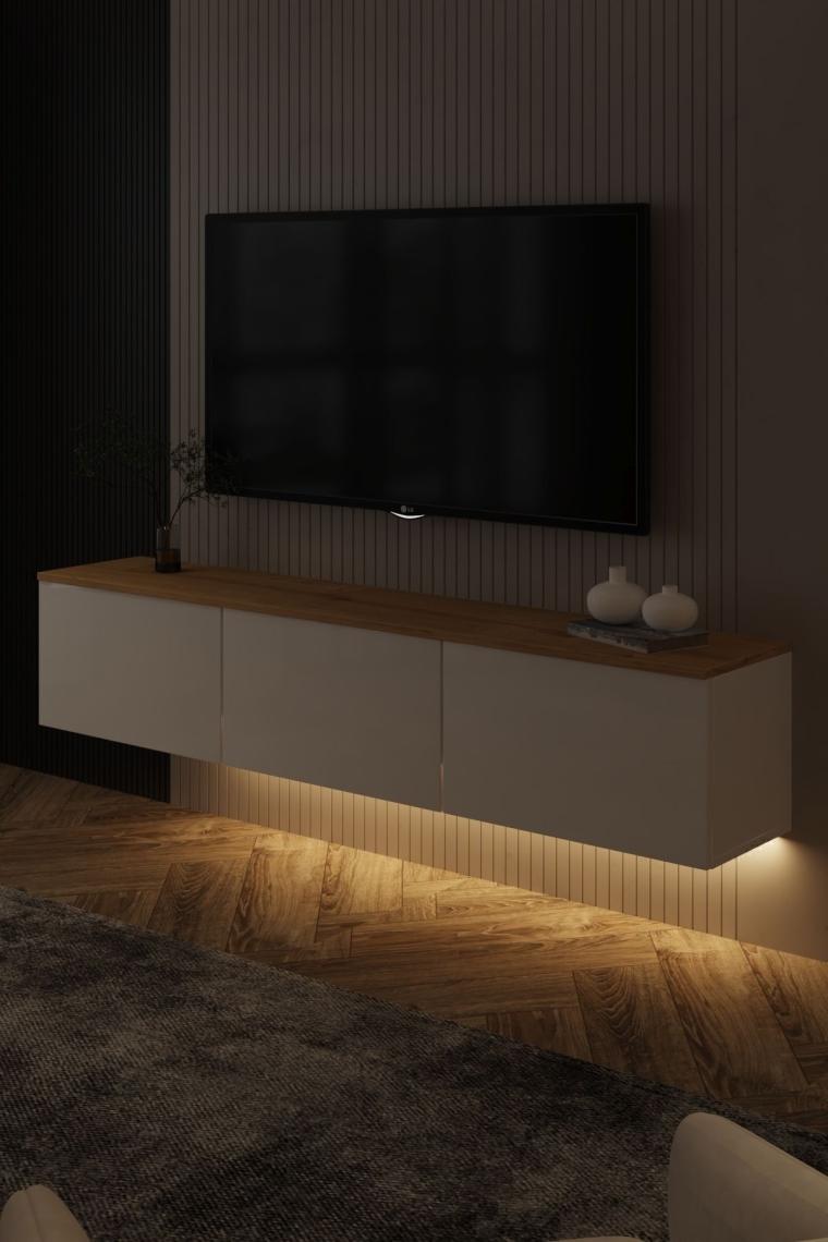 İnarch Dizayn Neon Işıklı Duvara Monte Tv Ünitesi