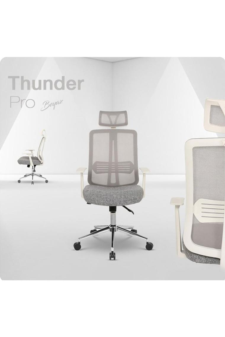 Seduna Thunder Pro Hareketli Kol Beyaz Yönetici Koltuğu